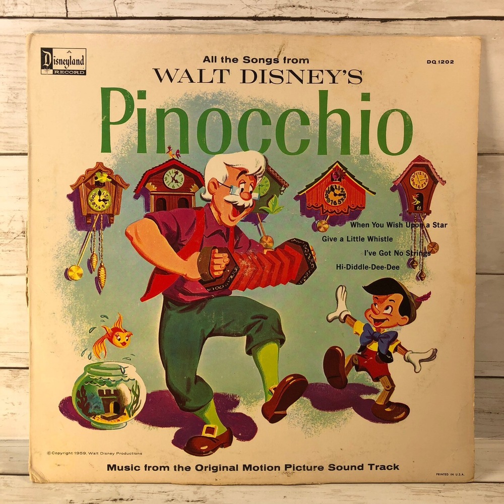 Walt Disney Pinocchio Original Soundtrack Vinyl Record Disneyland DQ-1202 1963